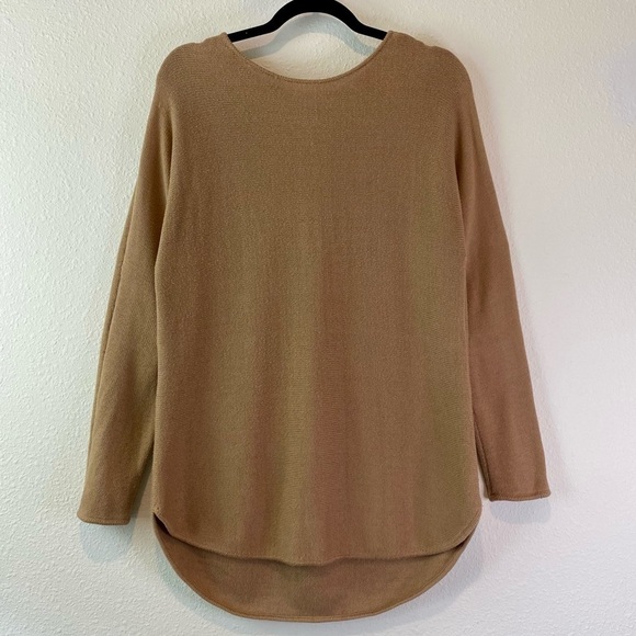 Michael Kors Tunic Sweater Tan Camel Small Long Sleeve Shirttail Hem Zipper - Picture 1 of 6